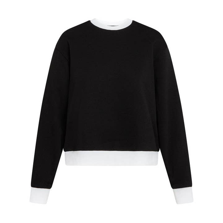Black & White Contrast Trim French Terry Sweatshirt for wholesale by The Electric Merch Co.