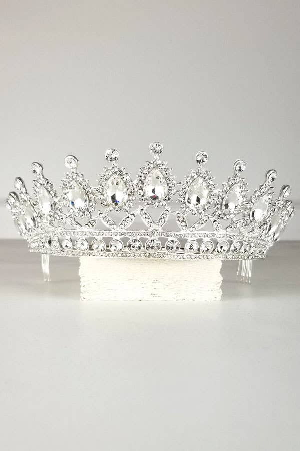 Chicas - Wholesale Tiara - Women's - One Size Fits All Metal Tiara With Jewel Rhinestones HT879-56