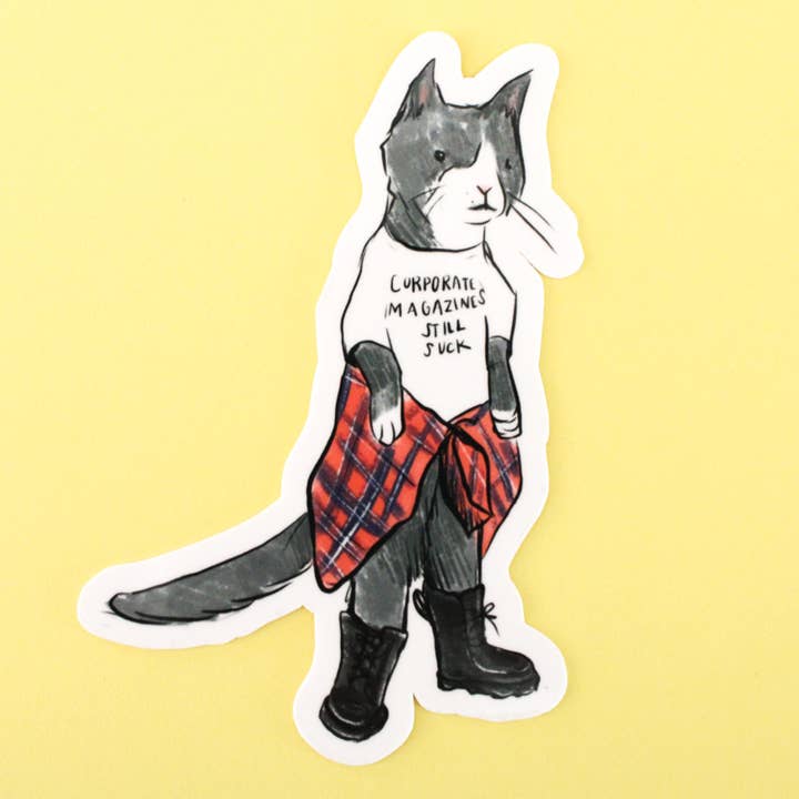 Grunge Kitty Vinyl klistermärke för wholesale av Amy Hartelust Art and Illustration