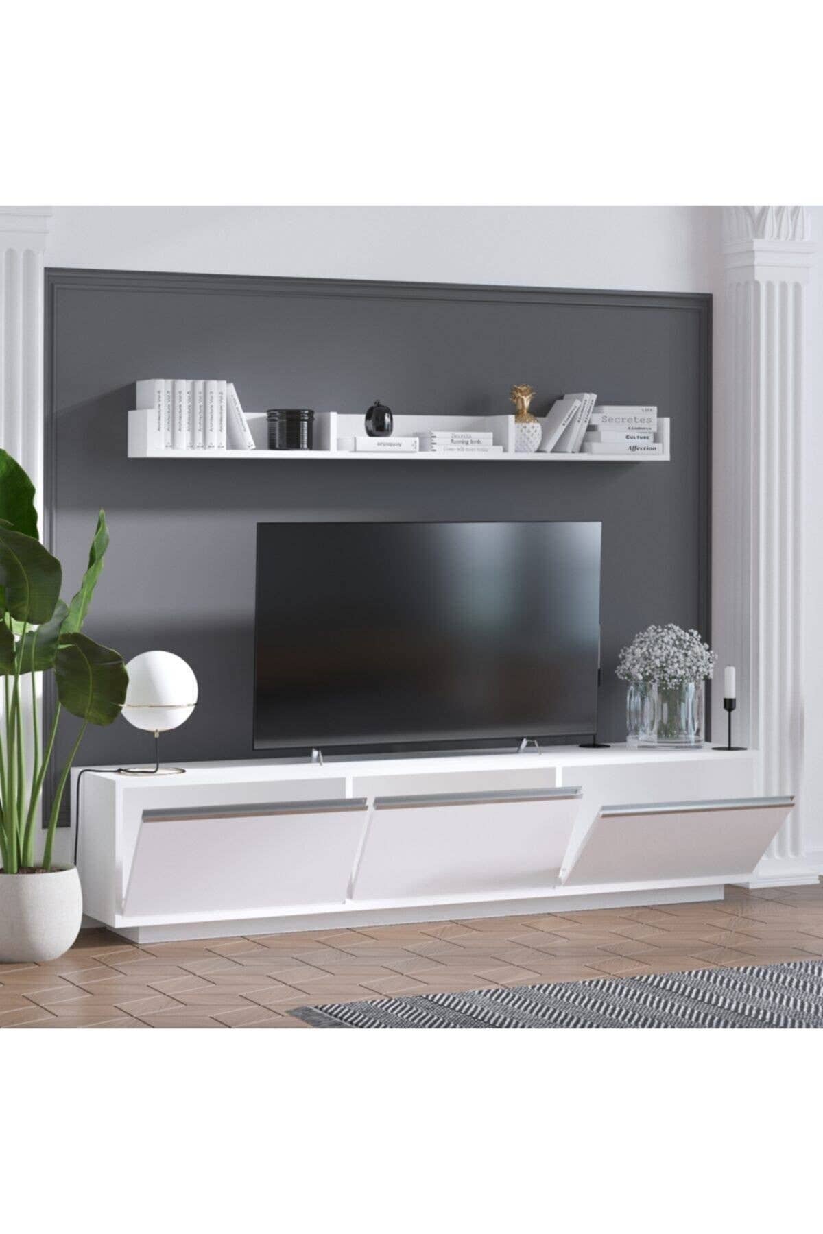 Multi Colored Decormet Prag TV Unit White for wholesale on Faire4