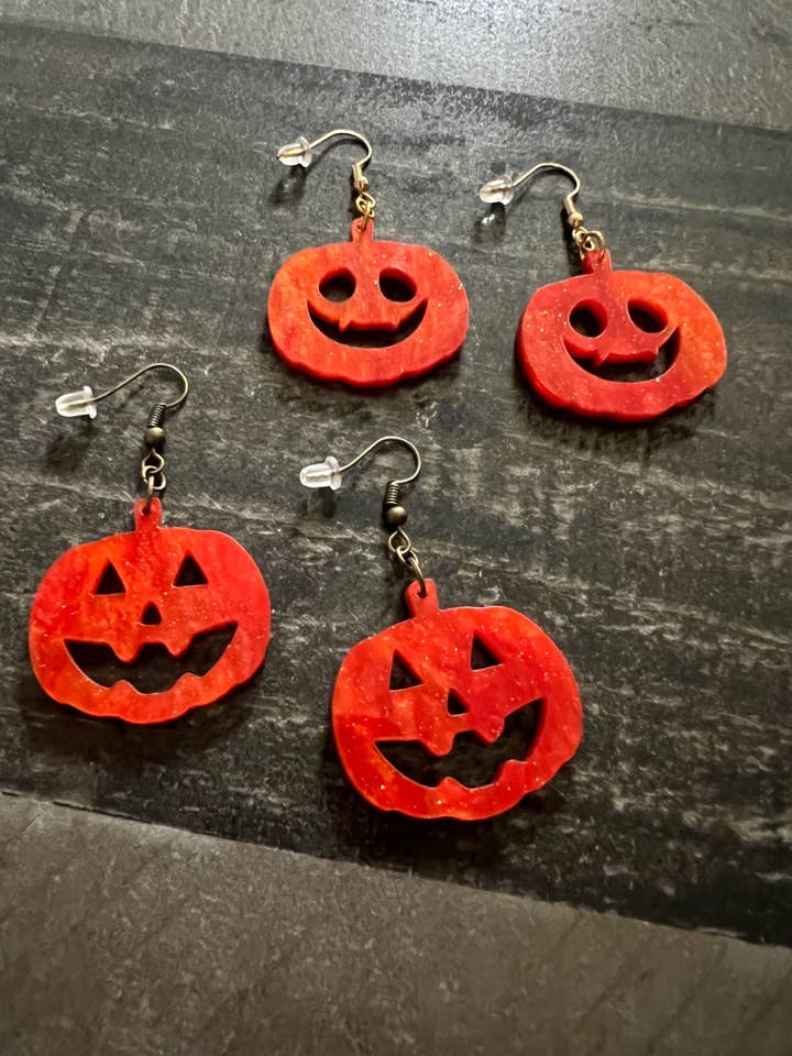 Orange Swirl Pumpkin Earrings for wholesale by SDM