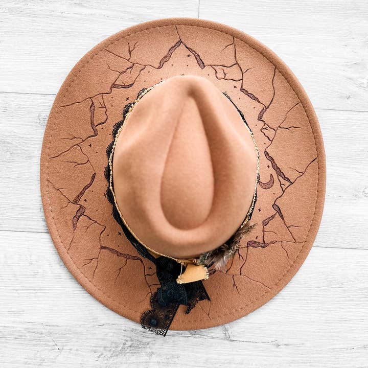 Wild Indigo - Vente Chapeau de cowboy – femme - Chapeau Hand Burnt Mountain Scene Rancher | Chapeau Western | Cowgirl0