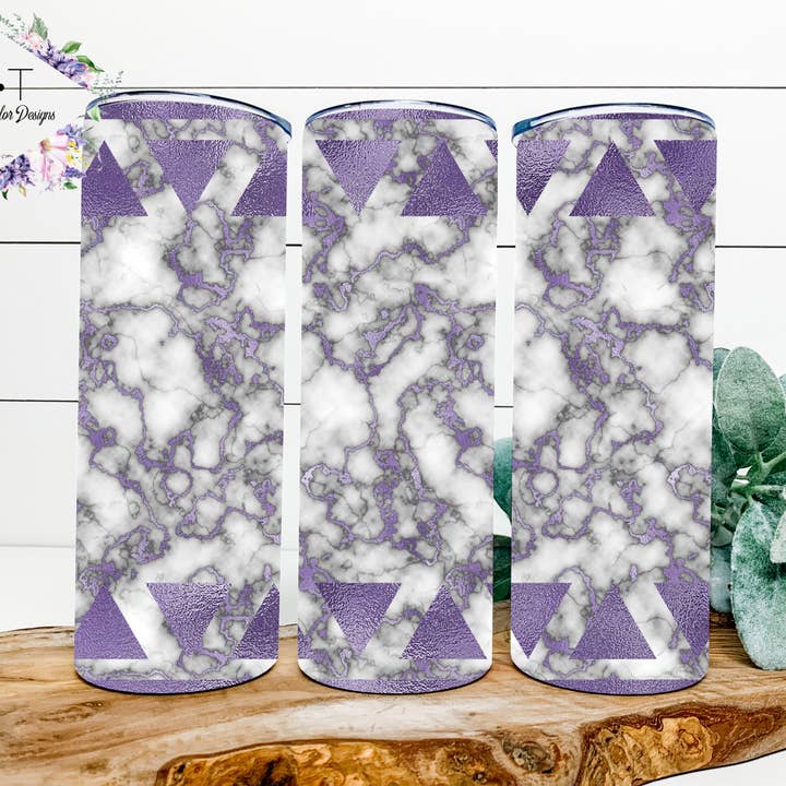Purple Aztec Tumbler, Purple & Grey Stone tumbler for wholesale by Brooke Taylor Designs
