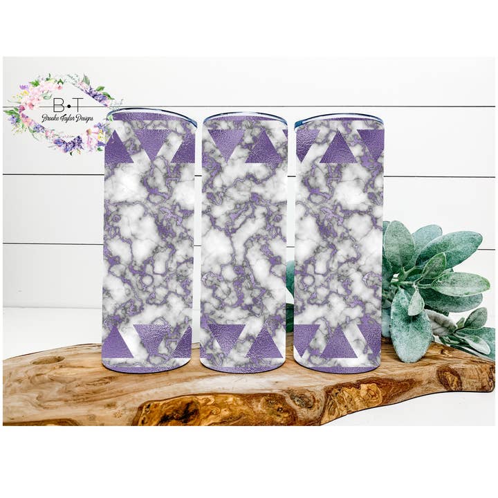 Purple Aztec Tumbler, paarse en grijze stenen beker voor wholesale door Brooke Taylor Designs