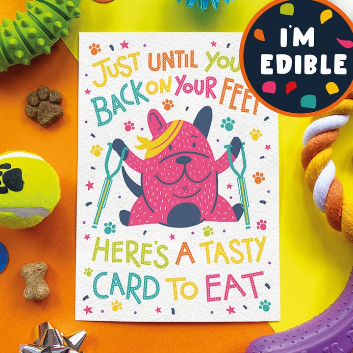 De Volta às Patas – Cartão Comestível de Melhoras para Cães por atacado de Scoff Paper