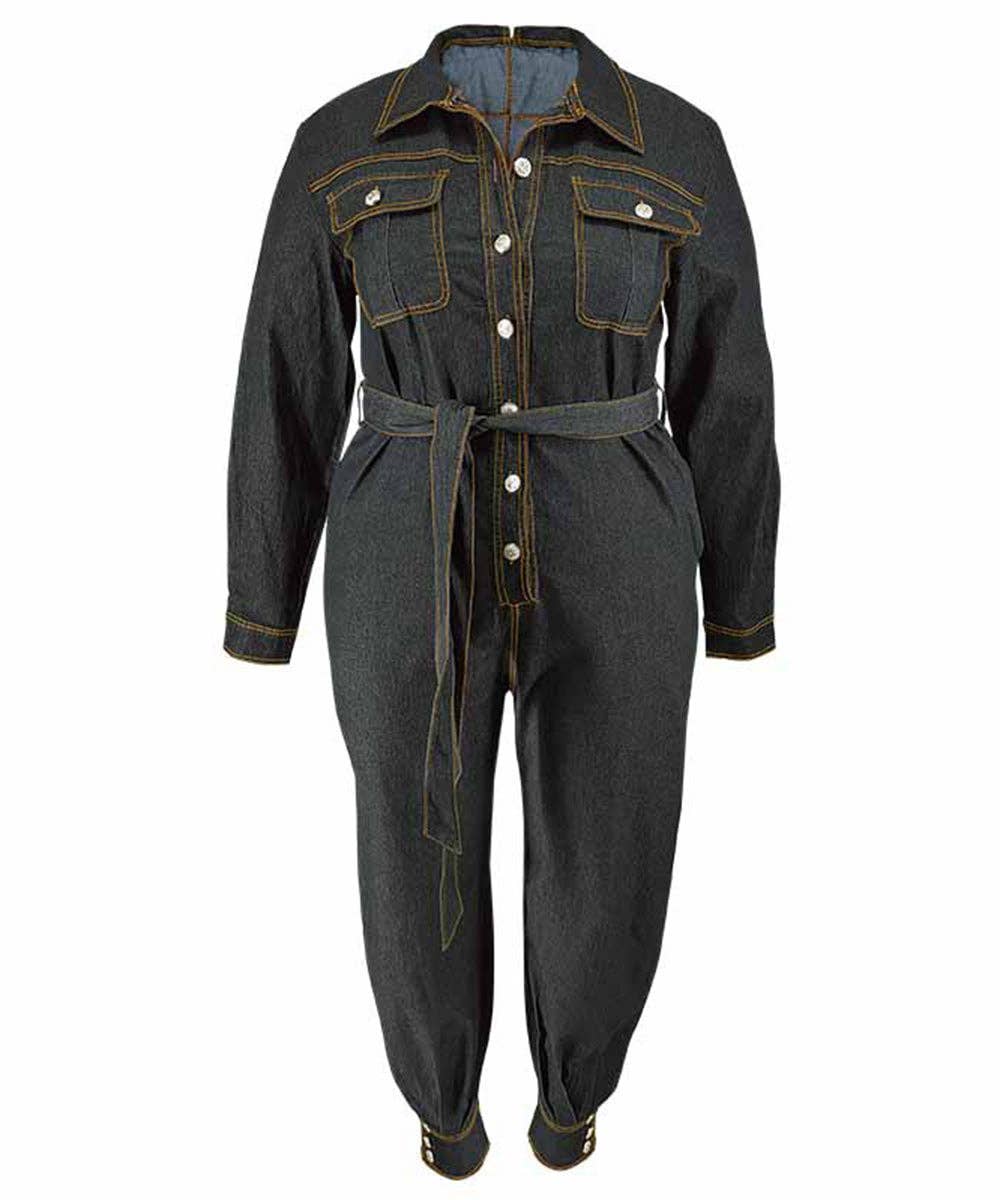 Aria Romance - Vente Combinaison – femme - Combinaison en jean décontractée à col en V9