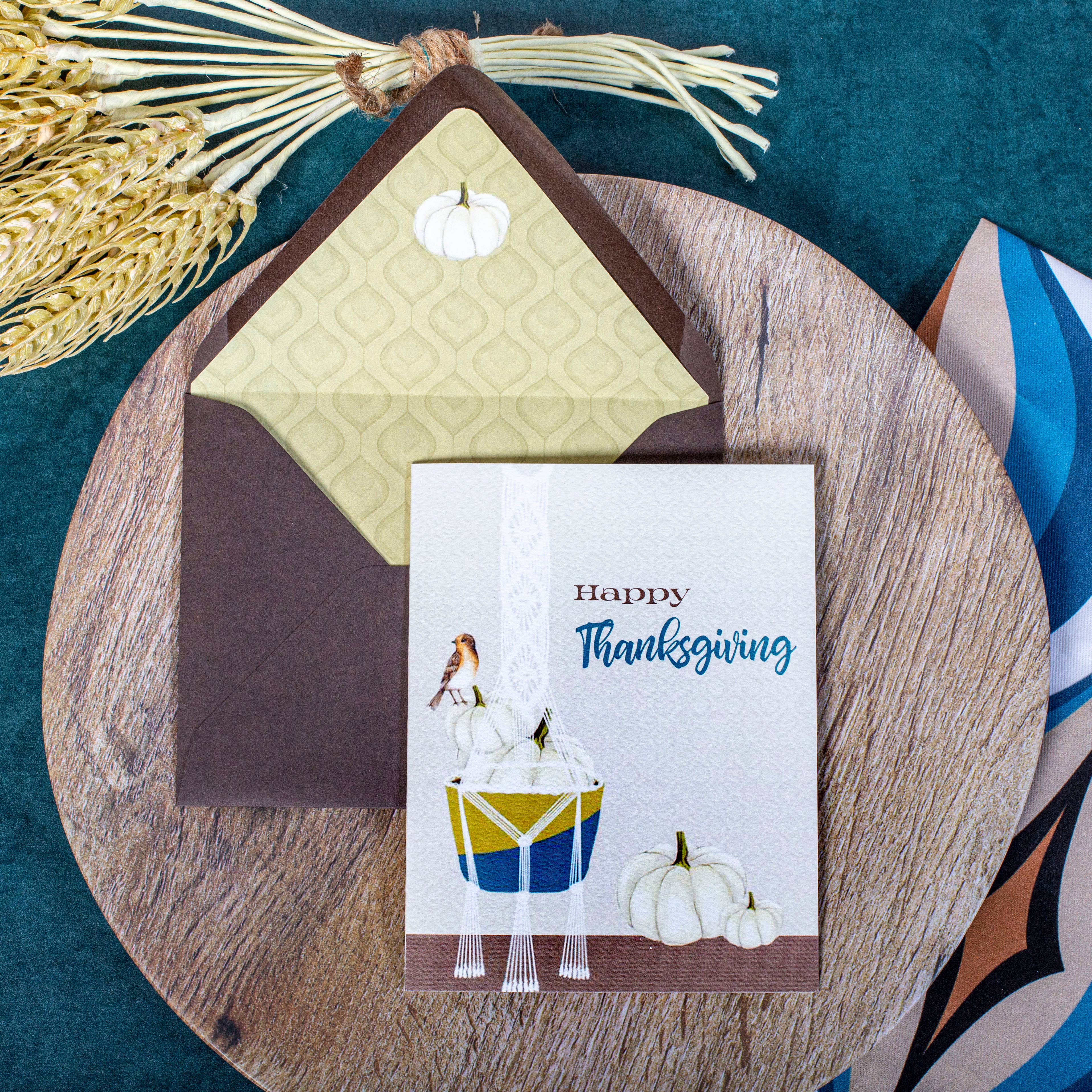 Mod Lounge Paper Company - Wholesale Thanksgiving Card - Boho Macrame Thanksgiving Fall Host Hostess Greeting Card0