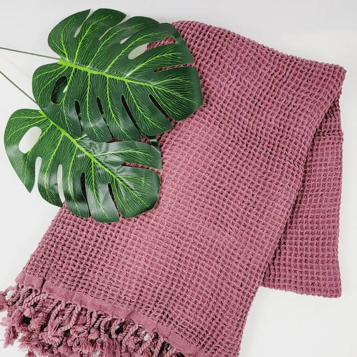 Waffle Towel Lightweight Quick Dry Beach, Bath Towels - Cherry for wholesale by EBRU Home