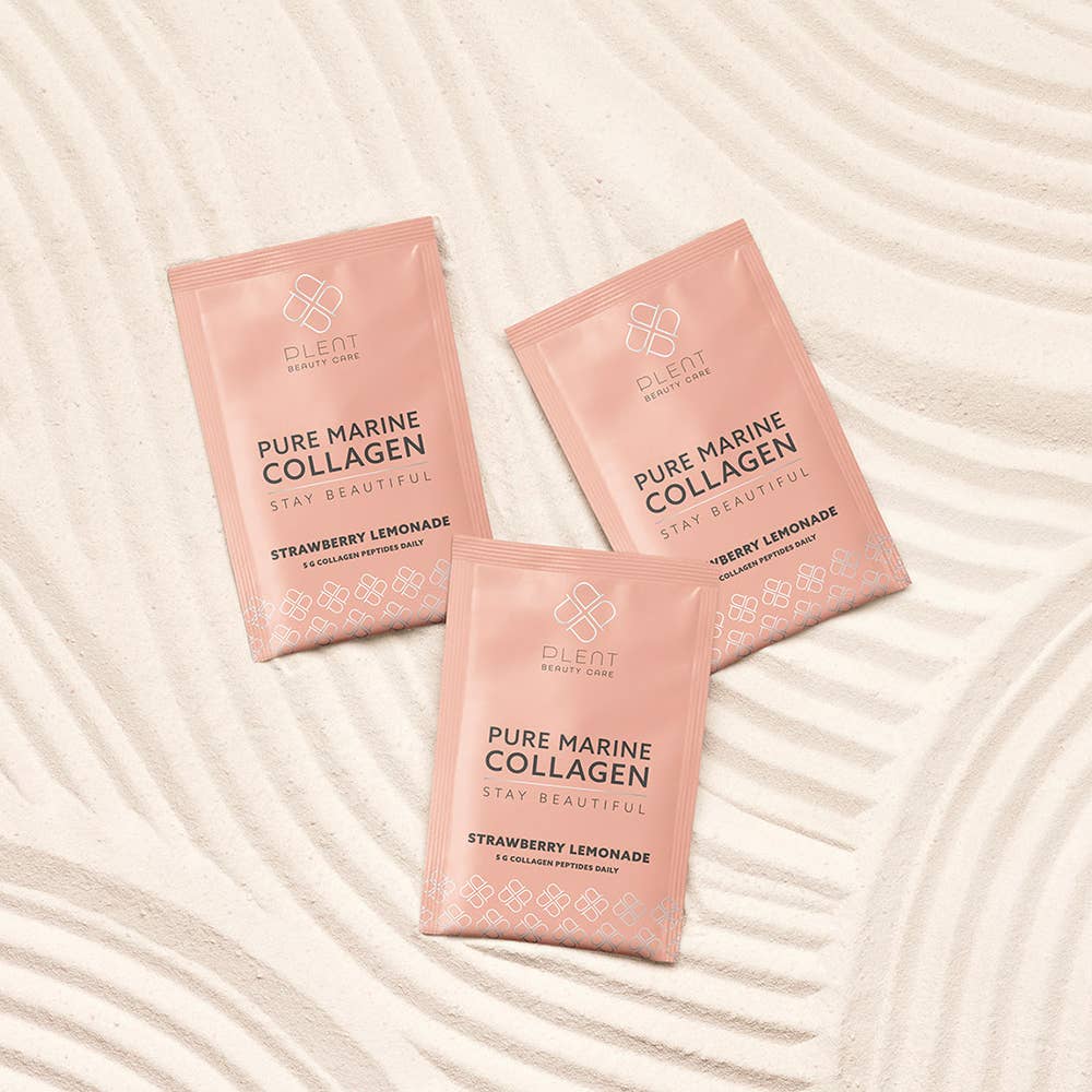 Plent Beauty Care - Wholesale Powdered Health Drink - PURE MARINE COLLAGEN +C - Strawberry Lemonade - 30 sachets3