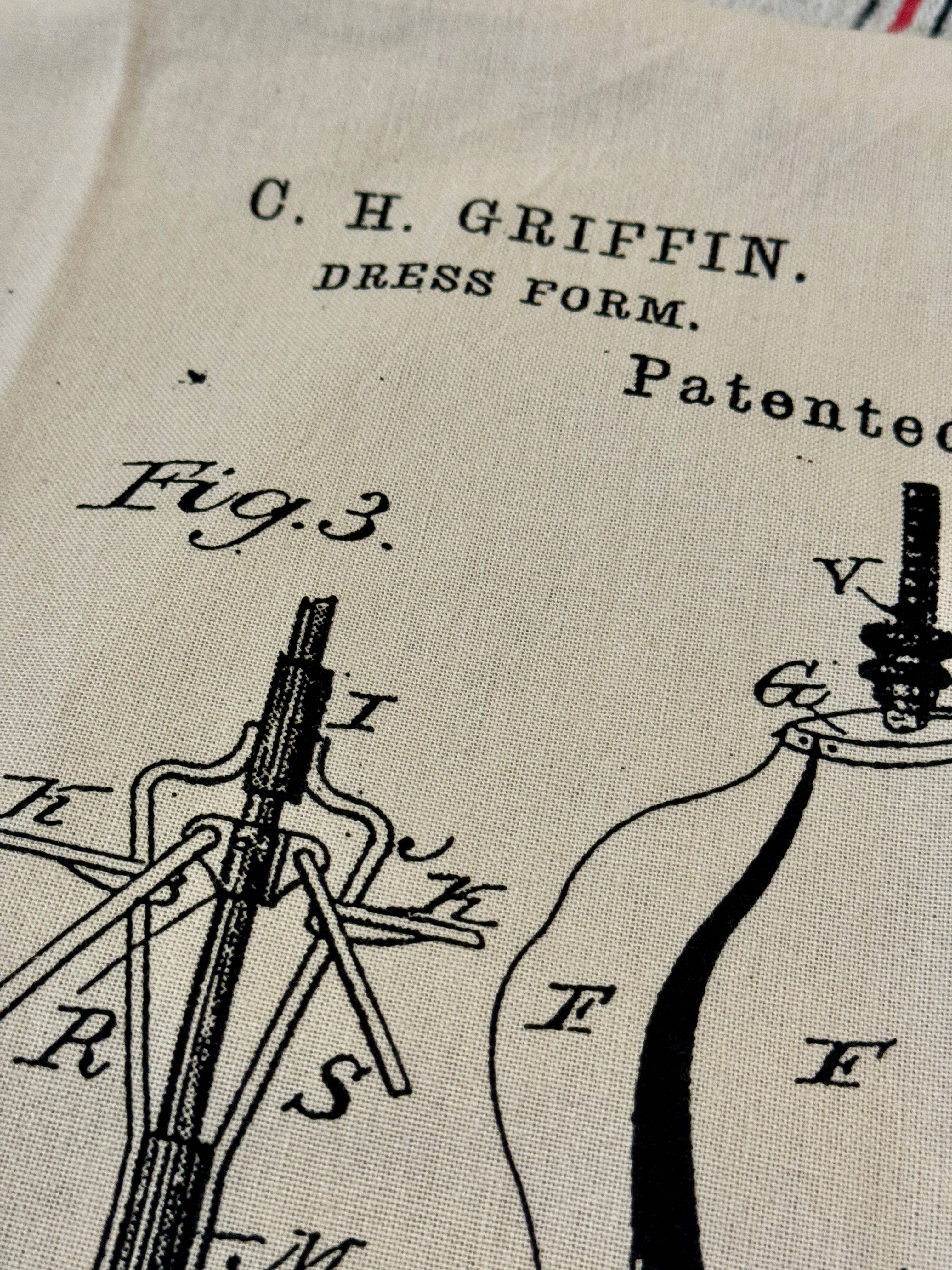 Monahan Papers - Wholesale Tea Towel - Screen Printed C.H. Griffin Dress Form Tea Towel 1