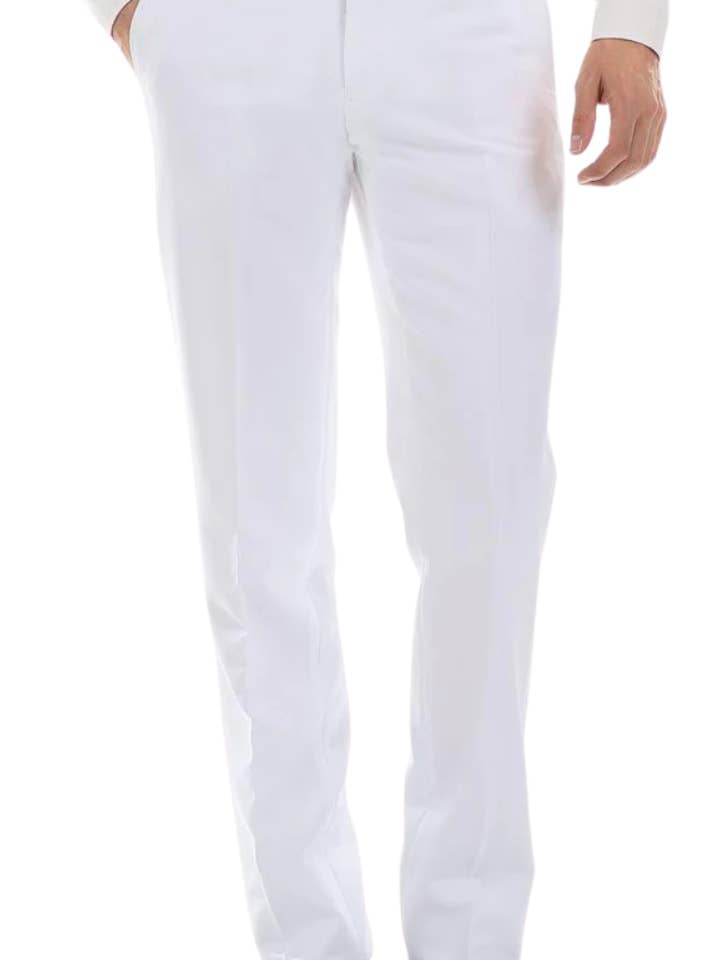Ferrecci Men's Halo White Slim Fit Flat-Front Dress Pants for wholesale by Ferrecci