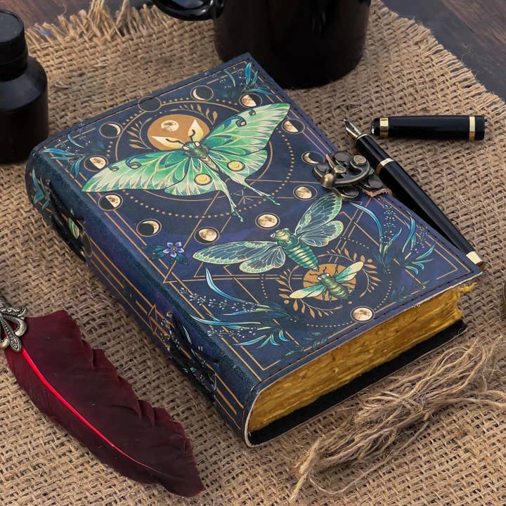 R K Handicrafts and Exporters - Wholesale Journal/Diary - Leather Journal Blank Vintage Notebook with Butterfly Print