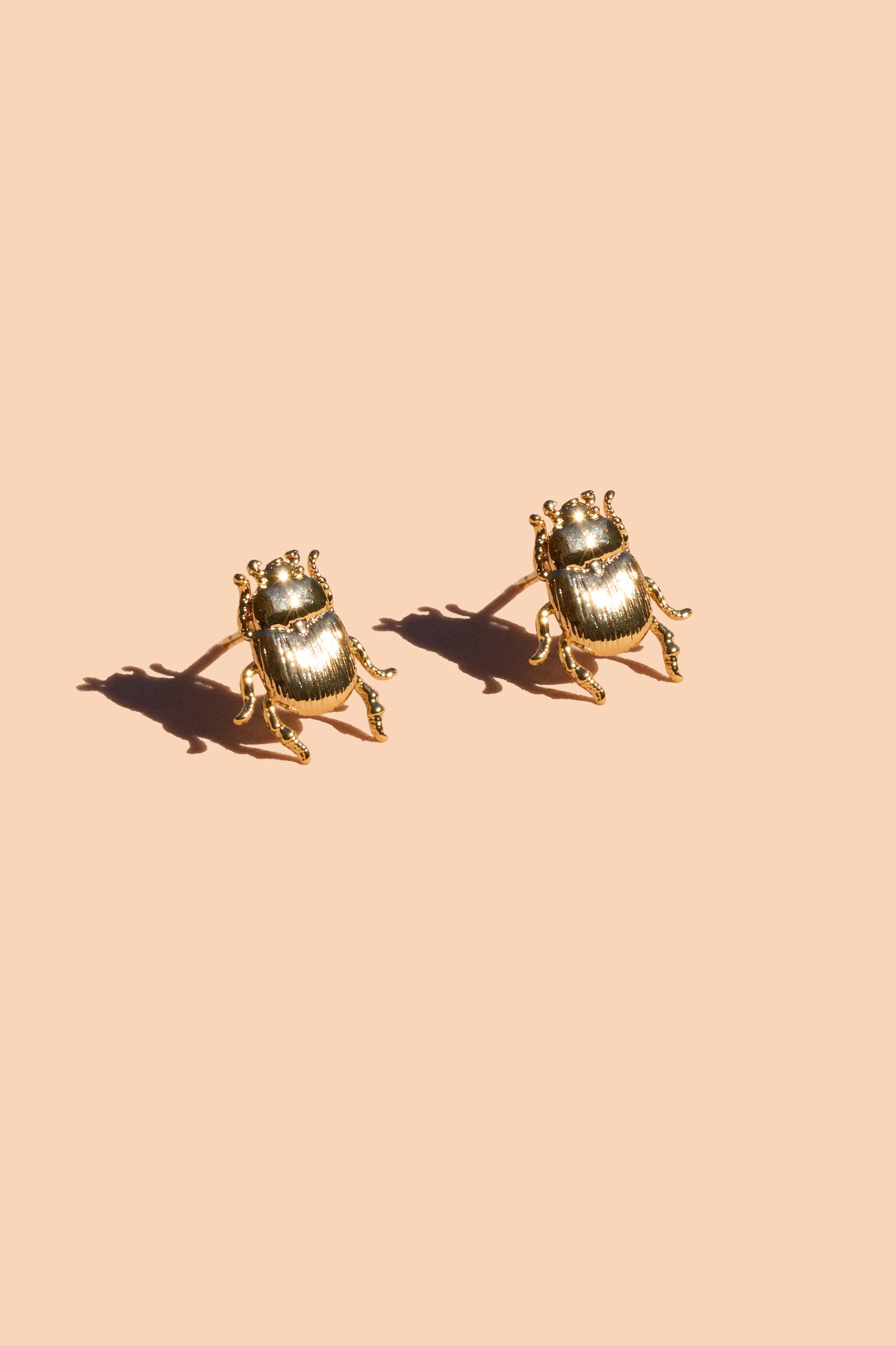 Peter and June - Wholesale Stud/Post Earrings - Fortune Beetle Studs -18K Gold Plated or Silver Rhodium5
