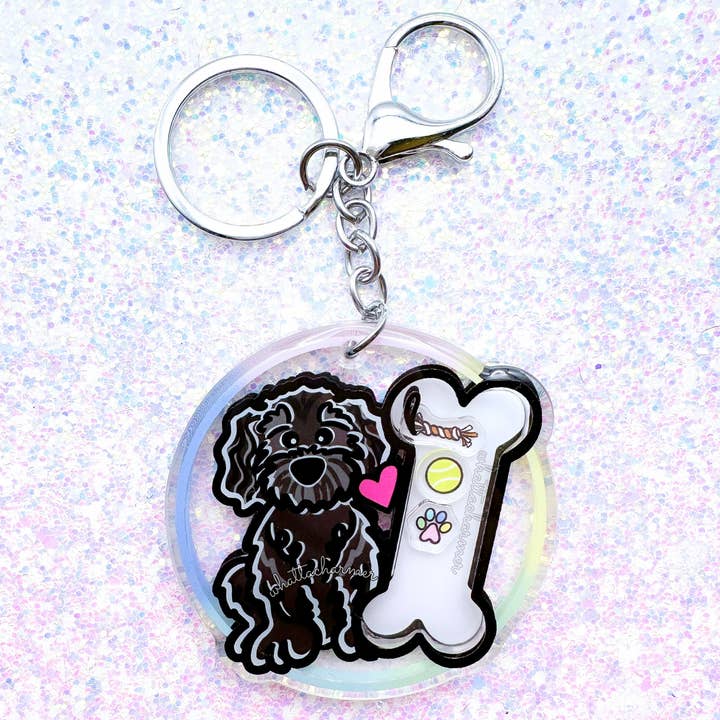 Goldendoodle Labradoodle Dog Keychain, Black for wholesale by WhattaCharmer