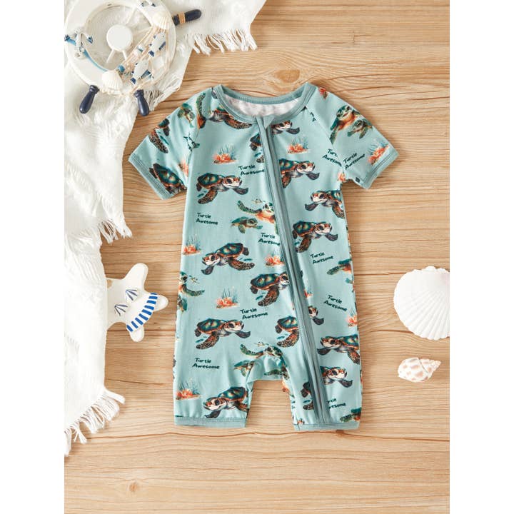 Bamboo Fiber Baby Boy Romper with Sea Turtle Print for wholesale by PatPat