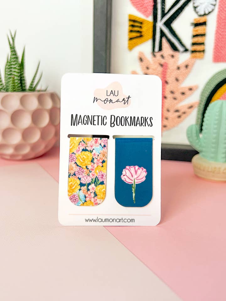 Pot Floral Watercolor Magnetic Bookmarks for wholesale by Lau Monart