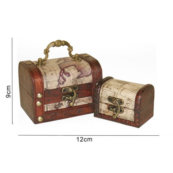 Something Different Wholesale - Wholesale Jewelry Box/Organizer - Set of 2 Antiqued Map Storage Trunk Treasure Chests2