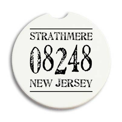 CC3187 (CC17) - Black Zipcode Text Car Coaster for wholesale by Paint The Town