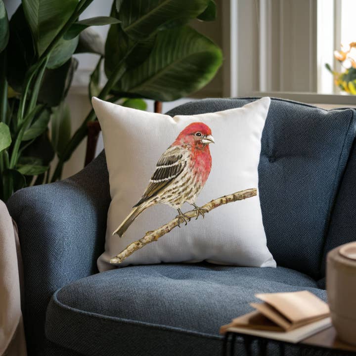 MerikaArt - Wholesale Throw/Decorative Pillow - House Finch Pillow5