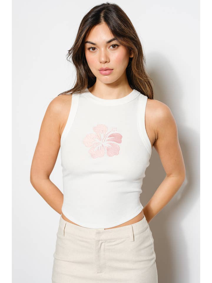Pretty Garbage - Wholesale Tank Top - Women's - FLOWER EMBROIDERY TANK