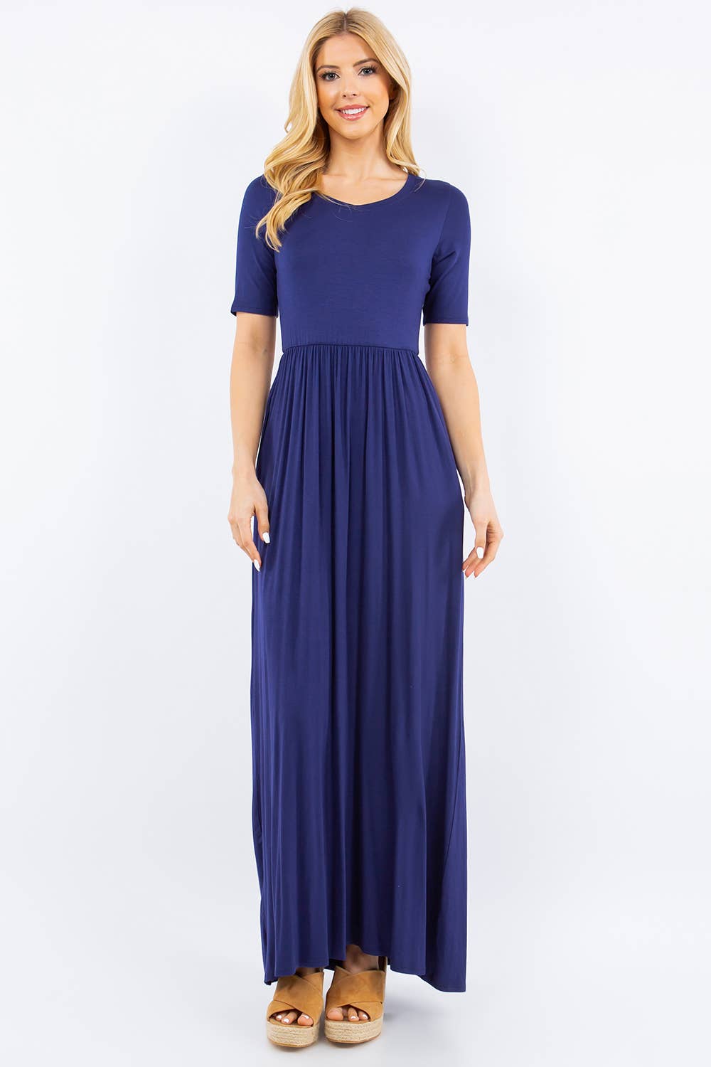 Celeste Clothing - Wholesale Dress - Women's - PLUS SIZE MODEST MAXI DRESS WITH POCKETS -CD23411T-PL41