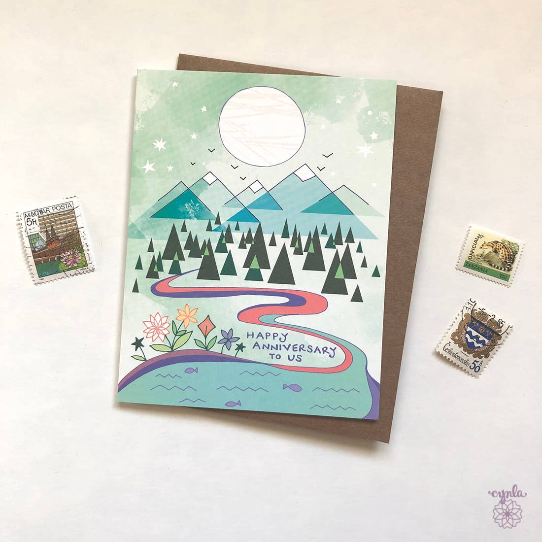 Cynla - Wholesale Anniversary Card - Anniversary Card - mountains, river, happy anniversary to us1