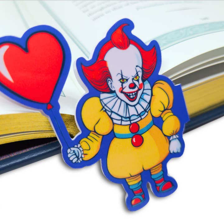 Creepy Clown Magnetic Bookmark for wholesale by Junkyard Bunnie LLC