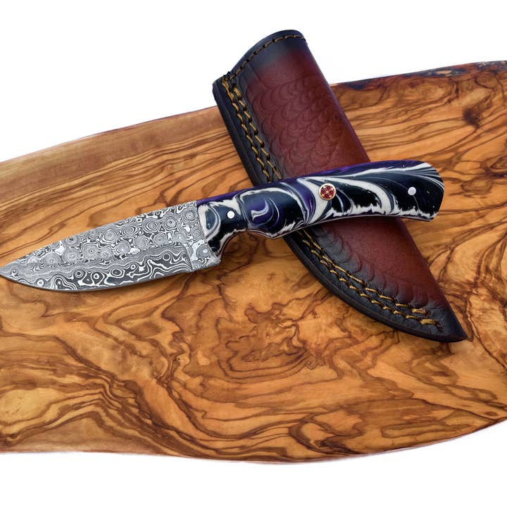 Titan International - Wholesale Kitchen/Utility Knife - Damascus Steel EDC Knife by Titan TD-702 Midnight Prism2