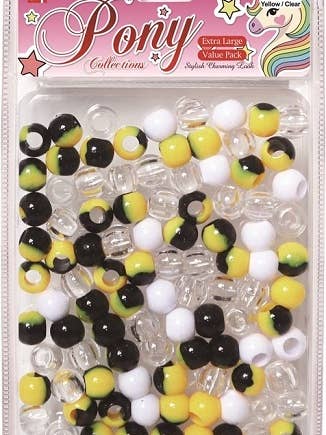 EXTRA LARGE TWO TONE ROUND BEADS VALUE YELLOW/BLACK/CLEAR for wholesale by MI Hair Distribution