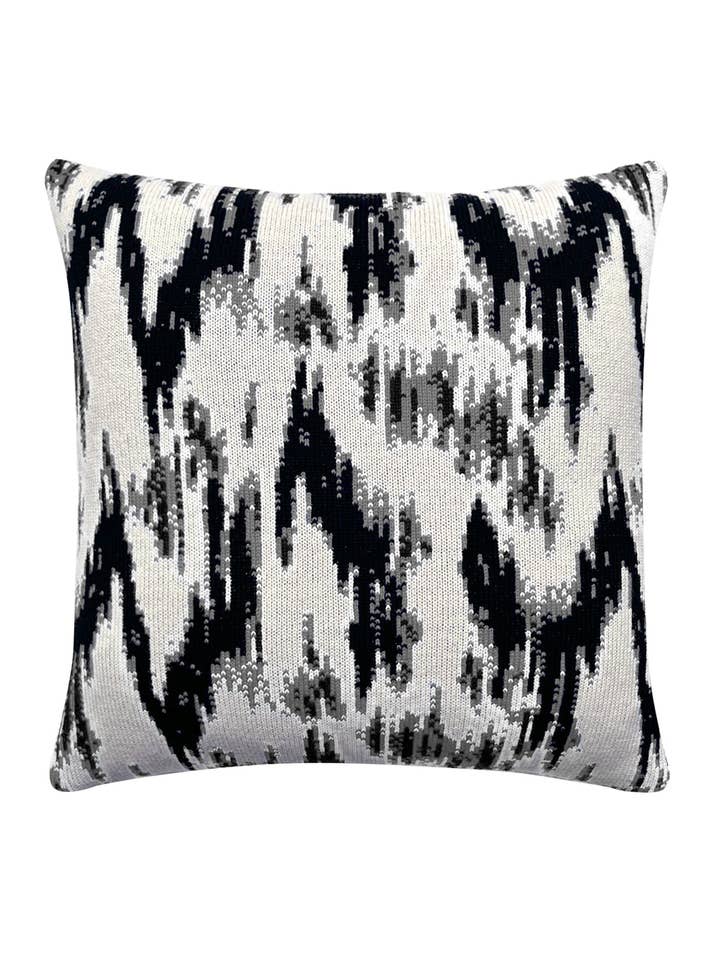 Ikat Wool & Cashmere Knitted Cushion Grey for wholesale by INGMARSON