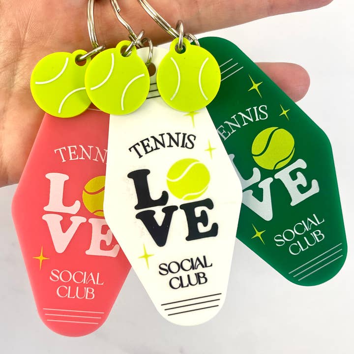 Porte-clés acrylique style motel vintage tennis pour la vente par Atomic Kraftworks