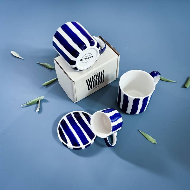 Magazin Minori - Wholesale Coffee Mug - Beaker Stripes - sea blue