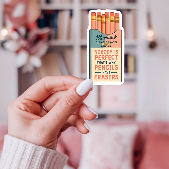 inviting affairs paperie - Wholesale Sticker - Pencils Sticker – “Nobody’s Perfect” Retro Stationery Design1
