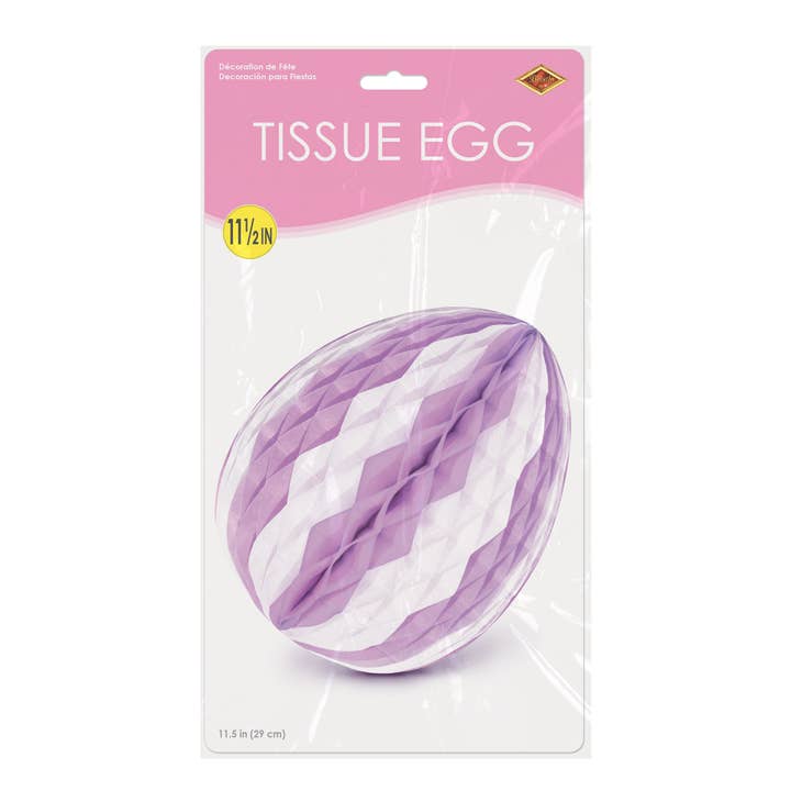 Beistle - Wholesale Decal – Party decorations - Tissue Eggs, Assorted Colors, Purple, Pink or Yellow, 11 ½"1