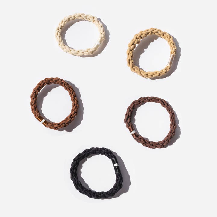 Ellie Rose - Wholesale Hair Tie - Braided Elastics - 5-Pack - Neutrals1