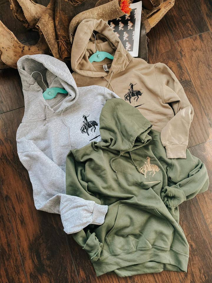 Bronc hoodie  for wholesale by Buckin Barn Wholesale