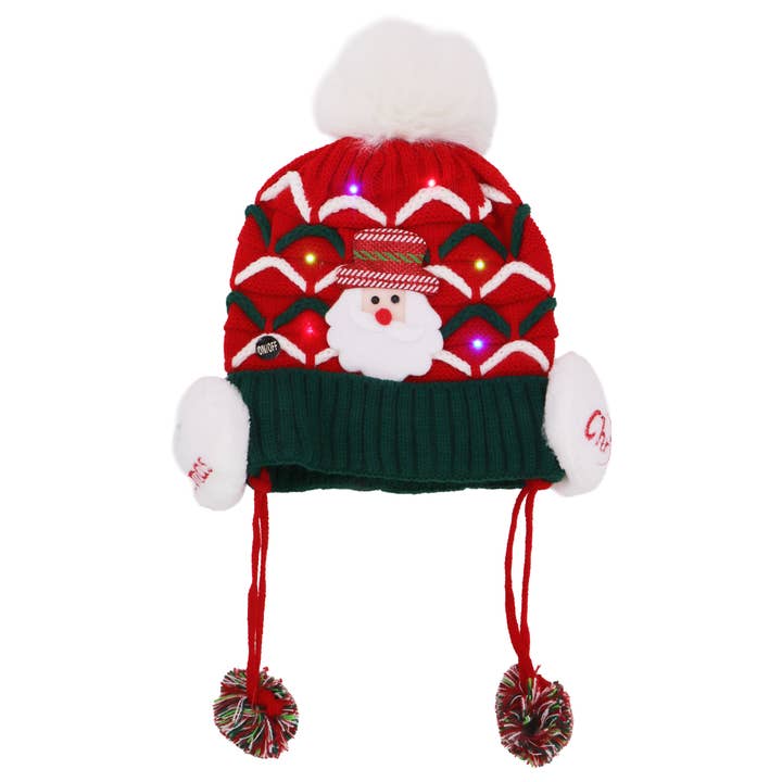 ASSORTED Kids Christmas Led Ear Cover Chin Strap Beanie for wholesale on Faire9