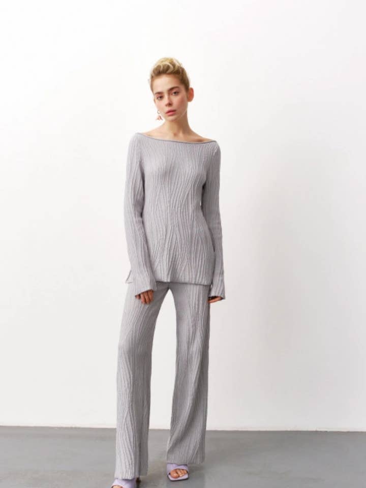 Breda ben byxor med texturerat mönster Primavera för wholesale av Nenya Fashion Limited