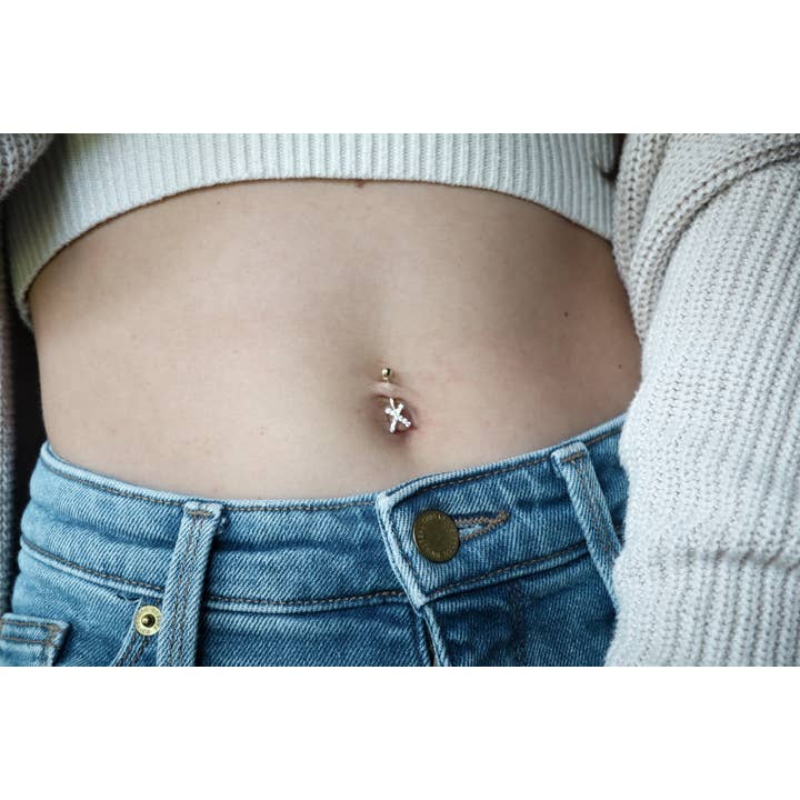 Zahav Jewelry - Wholesale Belly Ring - 14kt Solid Gold Dangle Belly Button Ring Body Jewelry4