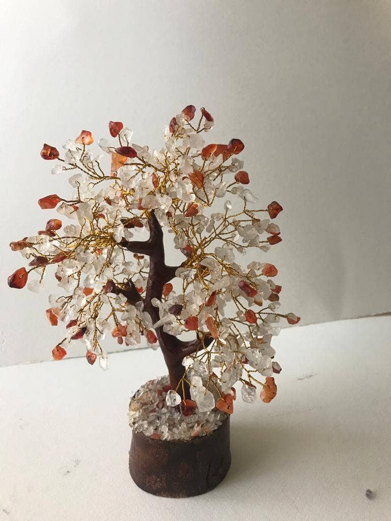jiomind - Venta al por mayor Piedras/cristales espirituales - Cuarzo transparente+árbol de piedras preciosas de cornalina (500 fichas, alambre dorado)5