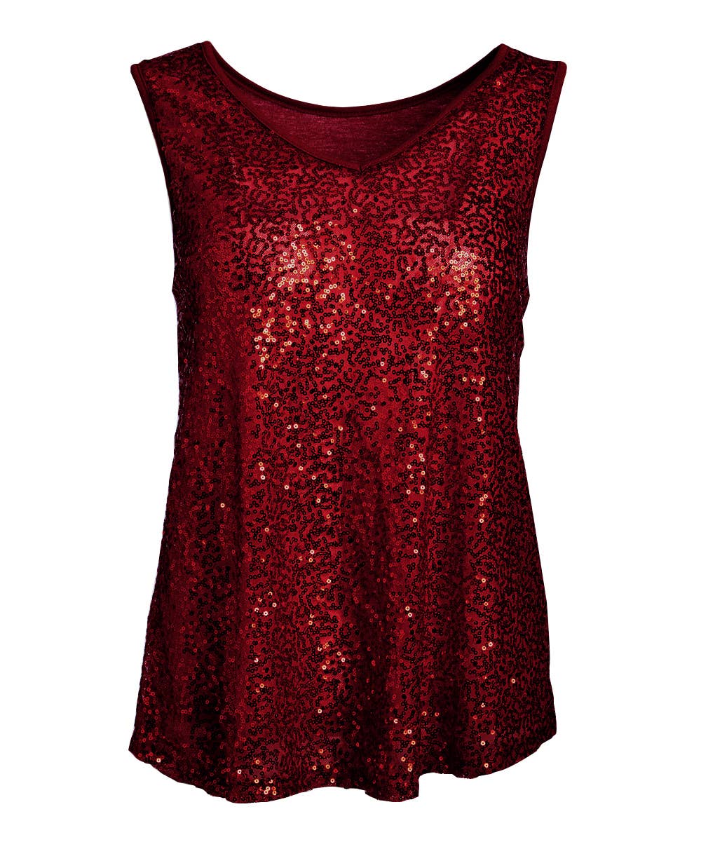 W.A.Y. --Wonderful And Young - Wholesale Tank Top - Women's - Shimmery Sequin V Neck Top Tank4