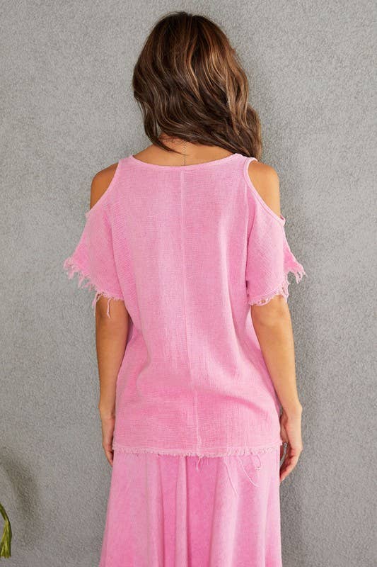 VENTI6 – Blusa - Mulher por atacado – TOP DE GAZE DE ALGODÃO E LINHO COM BAINHA FRANJADA (701400)17