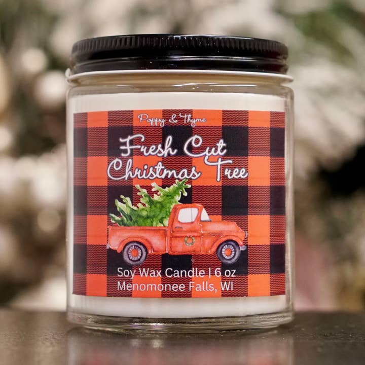 Vela con forma de árbol de Navidad recién cortada, 100% soja, para rellenar calcetines para venta al por mayor de Poppy & Thyme