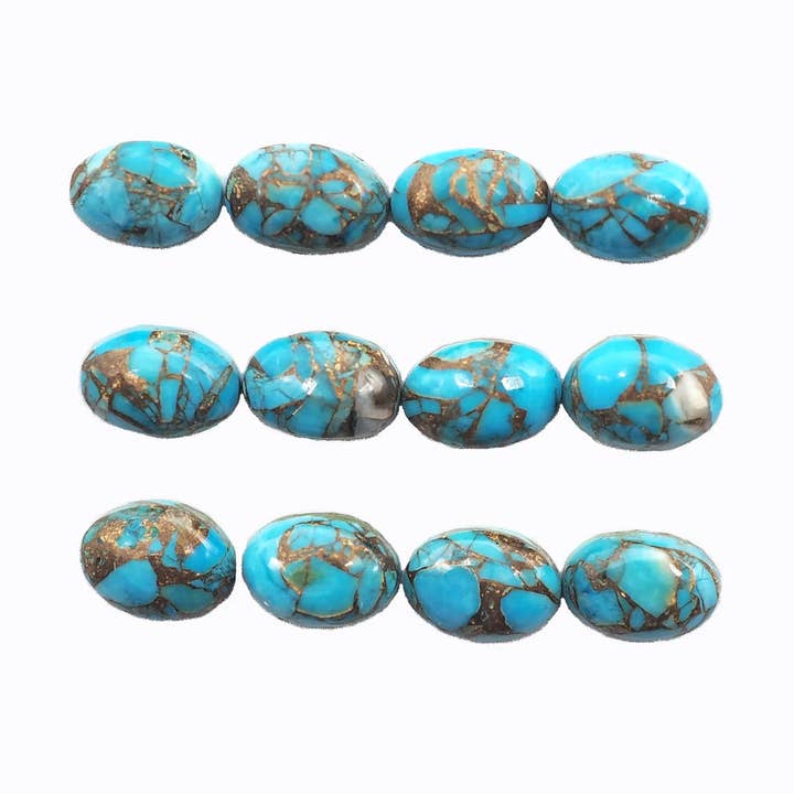 Blaues, kupferfarbenes, türkisfarbenes Gehäuse, oval, 6 x 4 mm, ca. 5,17 °C für den Großhandel von GTG Gems Corp