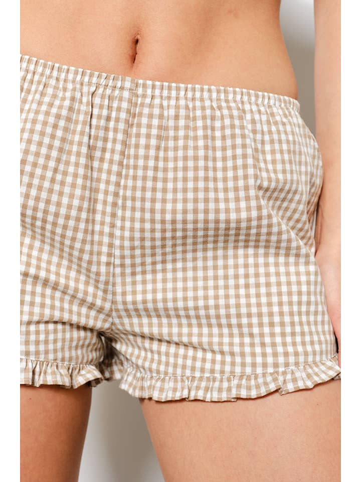 Pretty Garbage - Wholesale Shorts - Women's - GINGHAM FRILL MICRO SHORTS