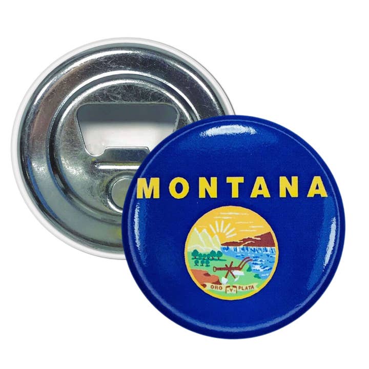 Apribottiglie-magnete - Bandiera Stato Montana - USA per la vendita all'ingrosso da parte di Astur Pins