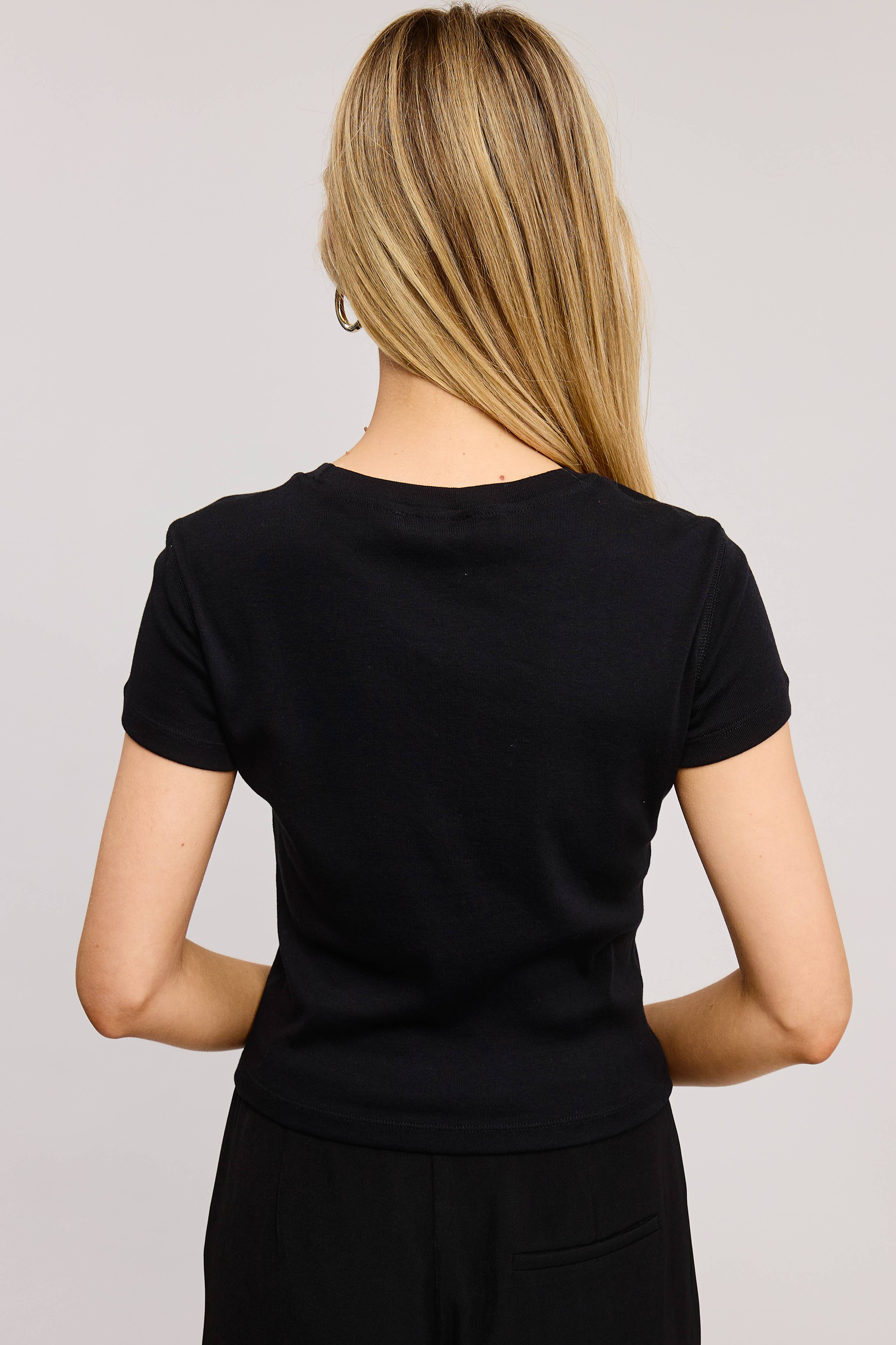 Mimosa - Wholesale T-Shirt - Women's - Basic Short Sleeve Baby Tee Knit Top36