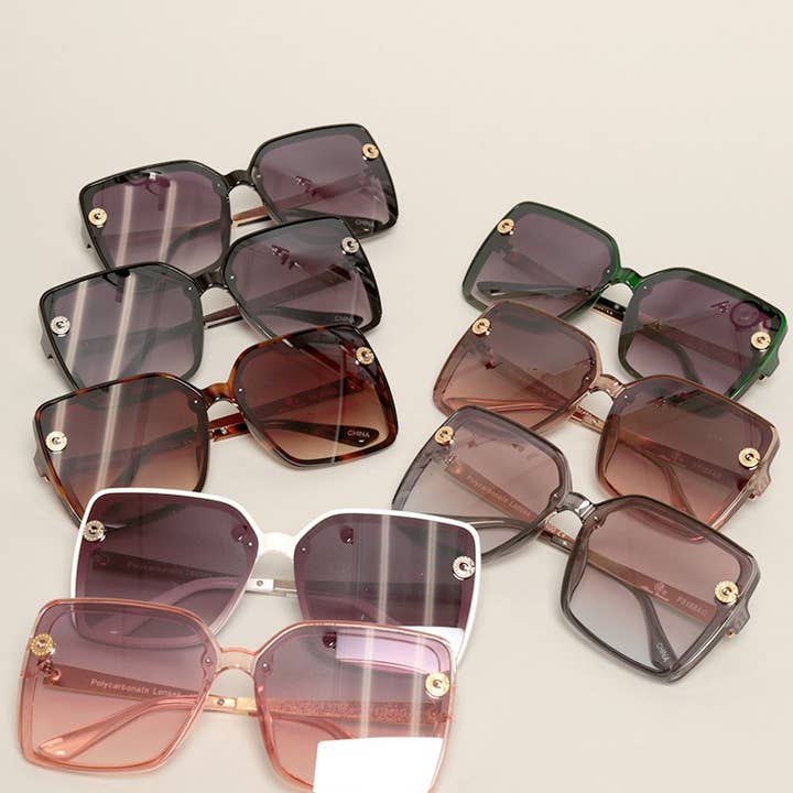 ASSORTED COLOR Women's Rectangular Shape Oversized Sunglasses for wholesale on Faire