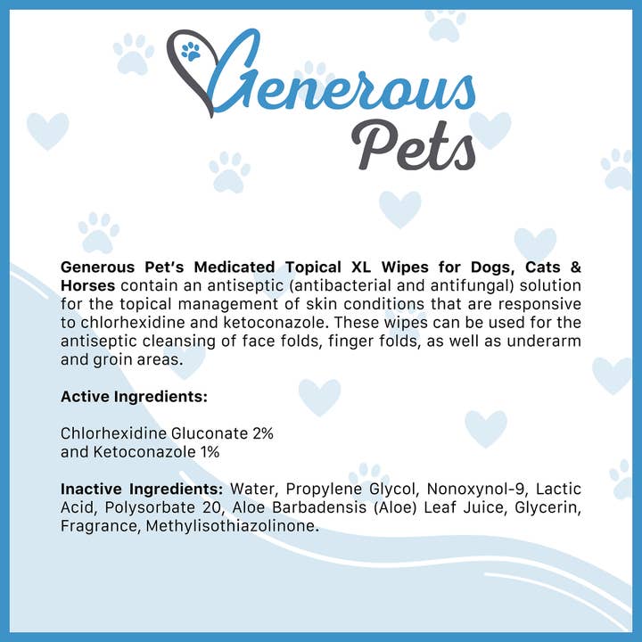Healthy Breeds - Wholesale Pet Grooming Aid - Dog - Generous Pets Medicated Topical XL Wipes 60 Count
