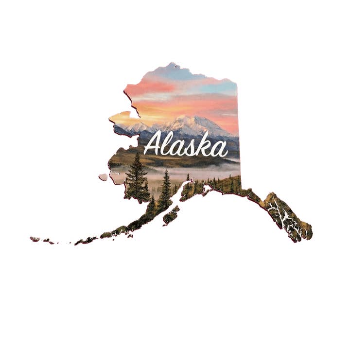 Alaska State - Sunset sticker for wholesale by Sticker Atlas